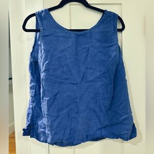 Heaven light blue 100% linen washable sleeveless summer tank tunic top shirt M